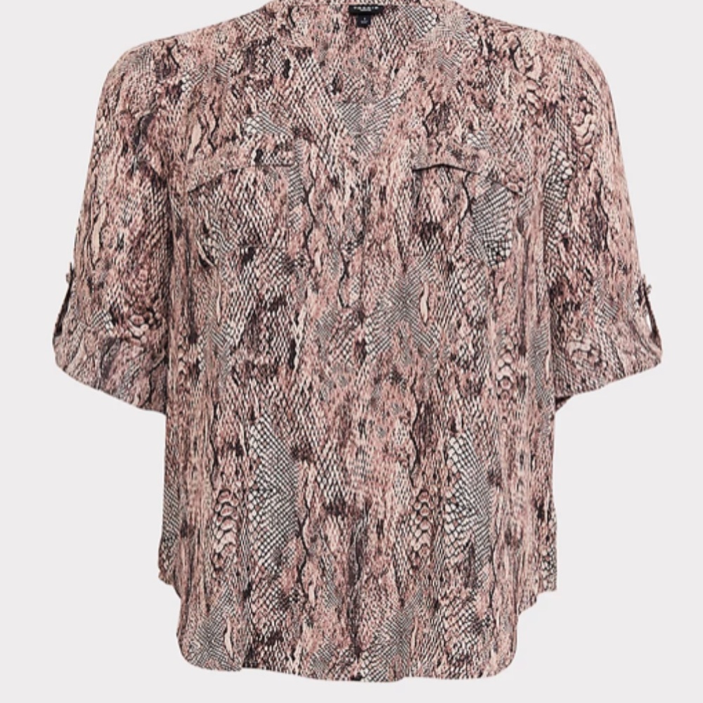 HARPER - SNAKESKIN PRINT GEORGETTE PULLOVER BLOUSE
